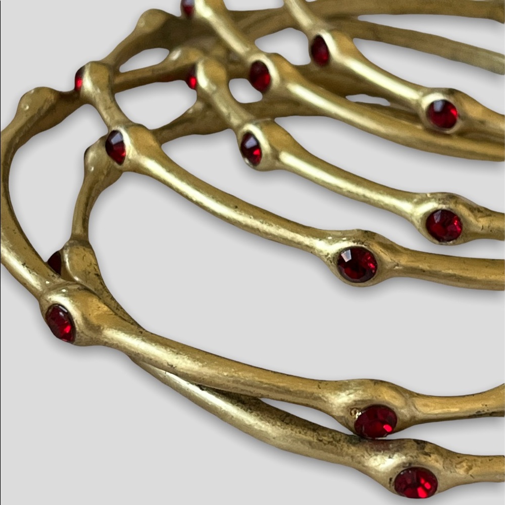 Gold Bangles With Red Set Stones - Picture 2 of 2